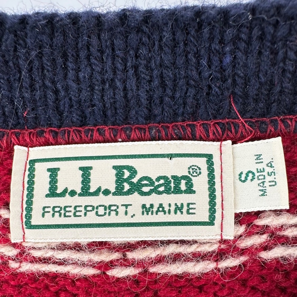 VTG L.L. Bean Sweater Vest Fair Isle Nordic Wool Blend Button Front USA Women S - Picture 3 of 7